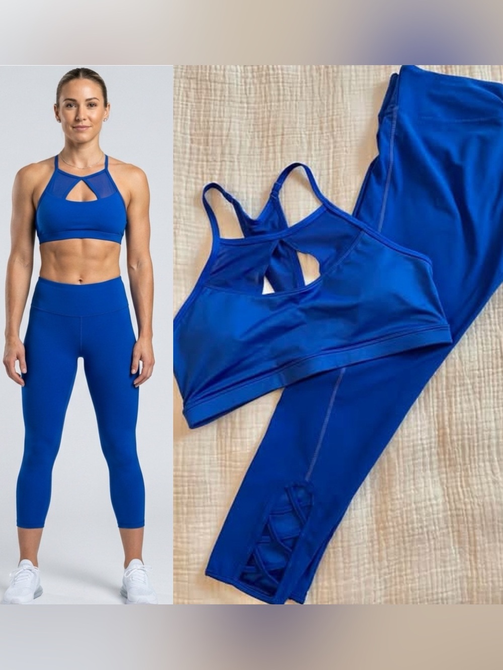 Ballys Gym Workout Outfit Set Cropped Legging & Sports Bra Like Lululemon